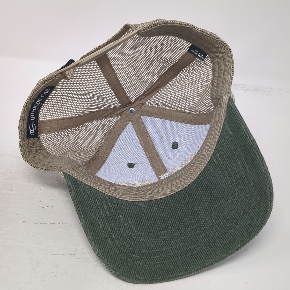 Outdoor Cap Trucker Hat Green Beige One Size Corduroy Mesh Rope Ranch Fuel