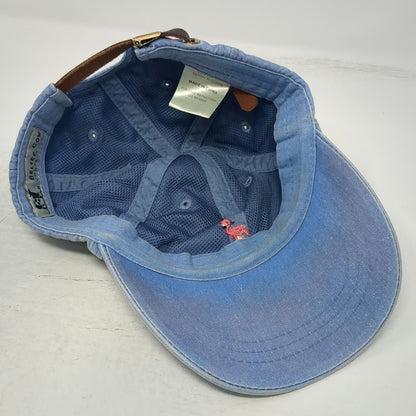 Belted Cow Company Baseball Cap Blue One Size Pink Flamingo Leather Strap Hat