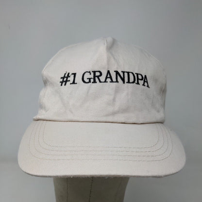 Unbranded Men's Snapback Hat Cream Adjustable Embroidered #1 Grandpa Logo