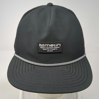 Melin Trucker Hat Black L Perforated Rope Flat Brim Hydro Coronado Poly Snapback