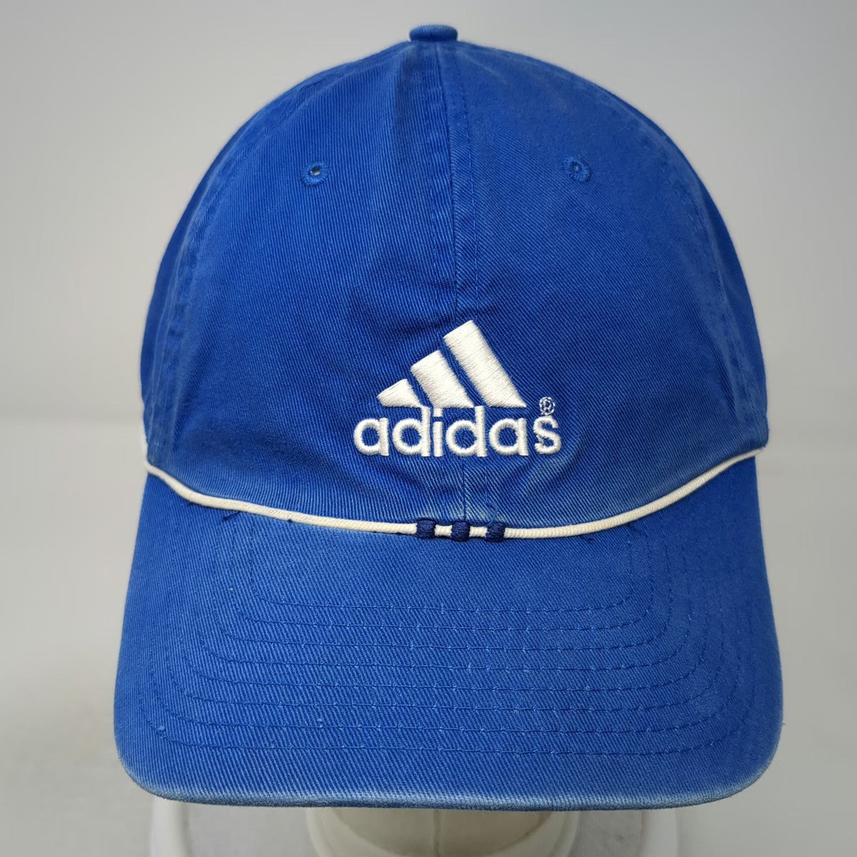 Adidas Baseball Cap Blue White One Size Embroidered Logo Cotton Slideback Hat