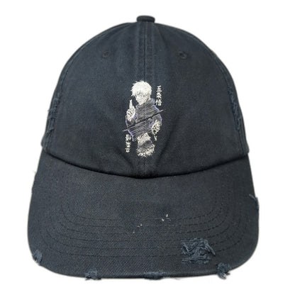 District Baseball Cap Black One Size Gojo Jujutsu Kaisen Distressed Hat Manga