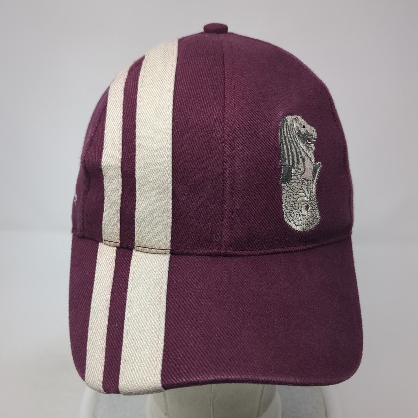 Singapore Merlion Slideback Hat Red One Size Adjustable Embroidered