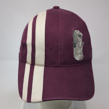 Singapore Merlion Slideback Hat Red One Size Adjustable Embroidered