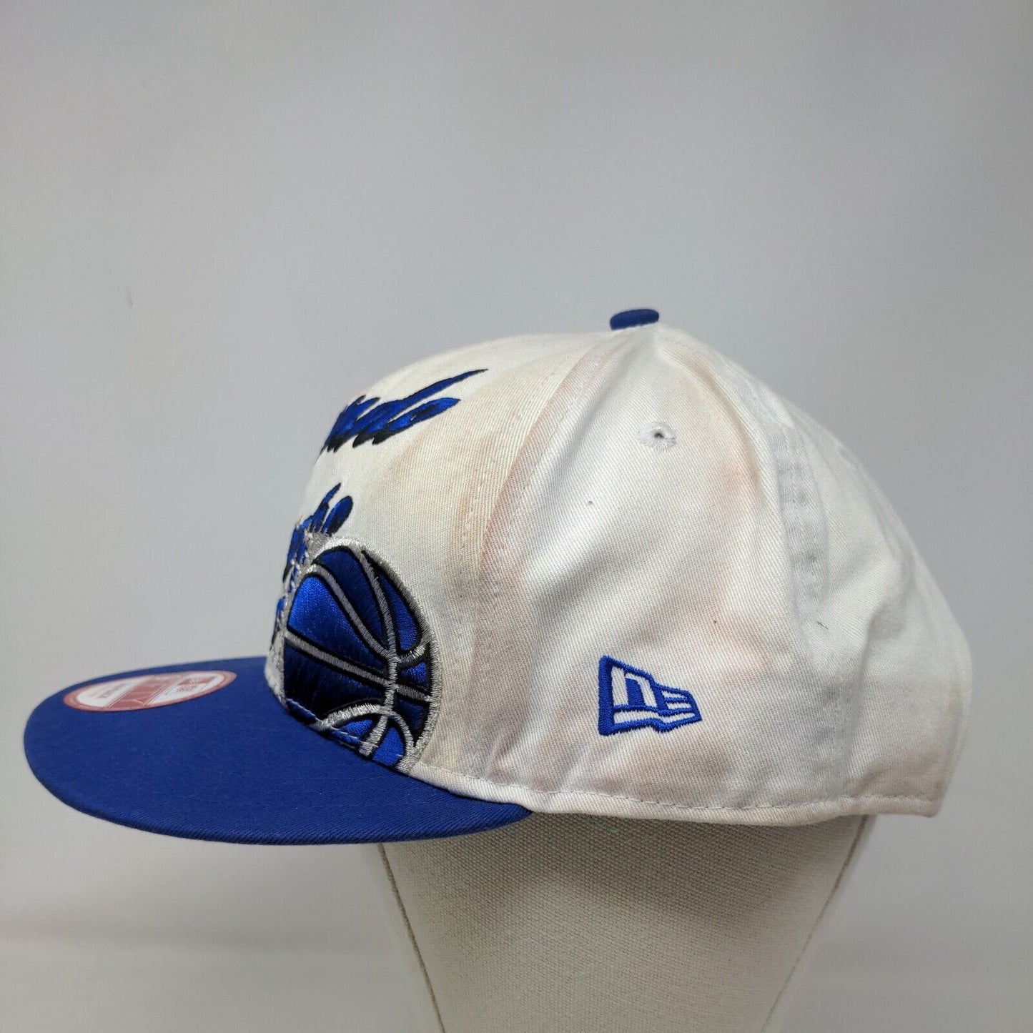 New Era Men's Snapback Hat White Blue M-L Orlando Magic Hardwood Classics