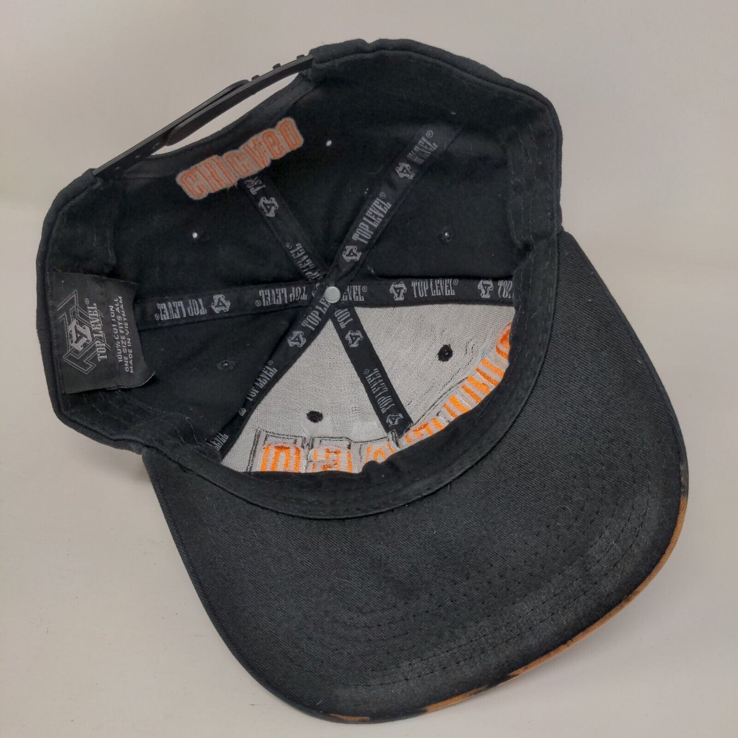 Chicago Snapback Hat Black OSFA Adjustable Embroidered 6 Panel Top Level