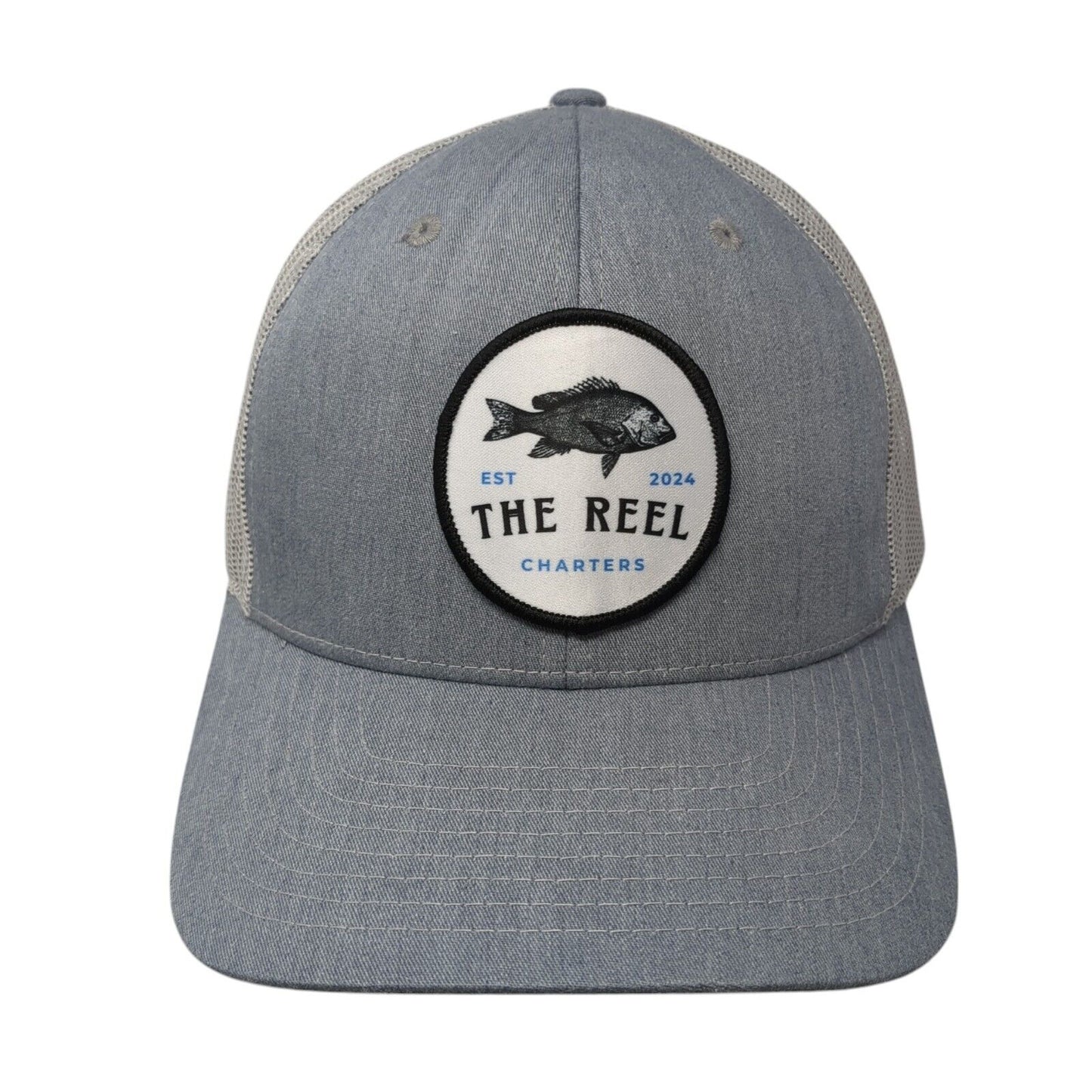 The Reel Charters Est 2024 Trucker Hat Gray One Size Adjustable Mesh Richardson