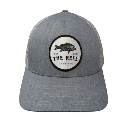 The Reel Charters Est 2024 Trucker Hat Gray One Size Adjustable Mesh Richardson