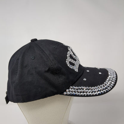 Crown Bling Rhinestone Slideback Hat Black One Size Adjustable 6 Panel