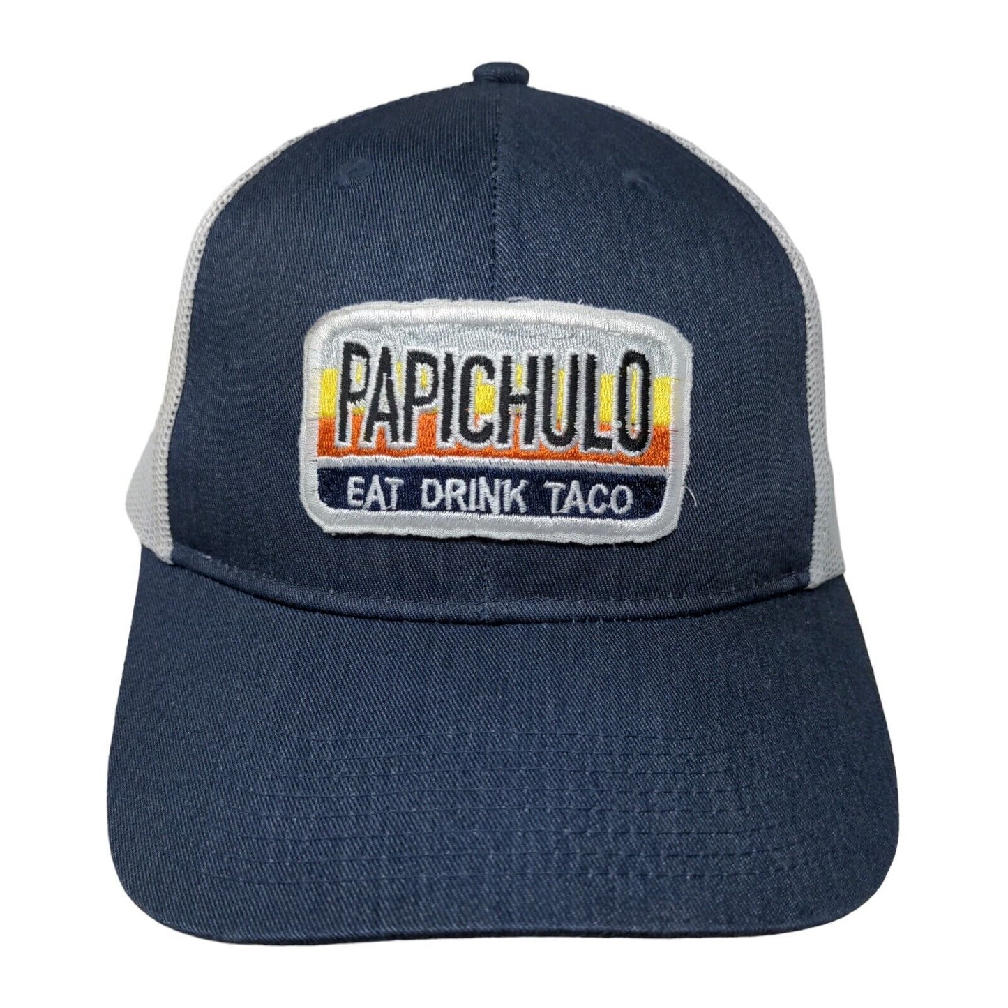 Papichulo Eat Drink Taco Snapback Mesh Back Trucker Hat Blue One Size