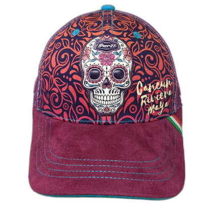 Pier 27 Baseball Cap Purple One Size Sugar Skull Cancun Riviera Maya Mexico Hat