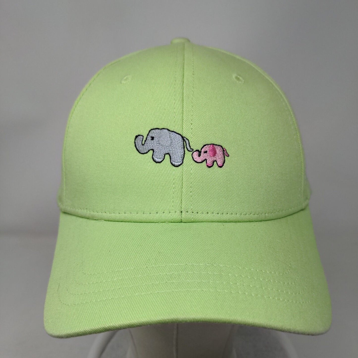 Elephant Slideback Hat Green One Size Adjustable Embroidered Vented Holes