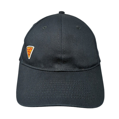 Pizza Strapback Hat Black One Size Adjustable Embroidered Port & Company