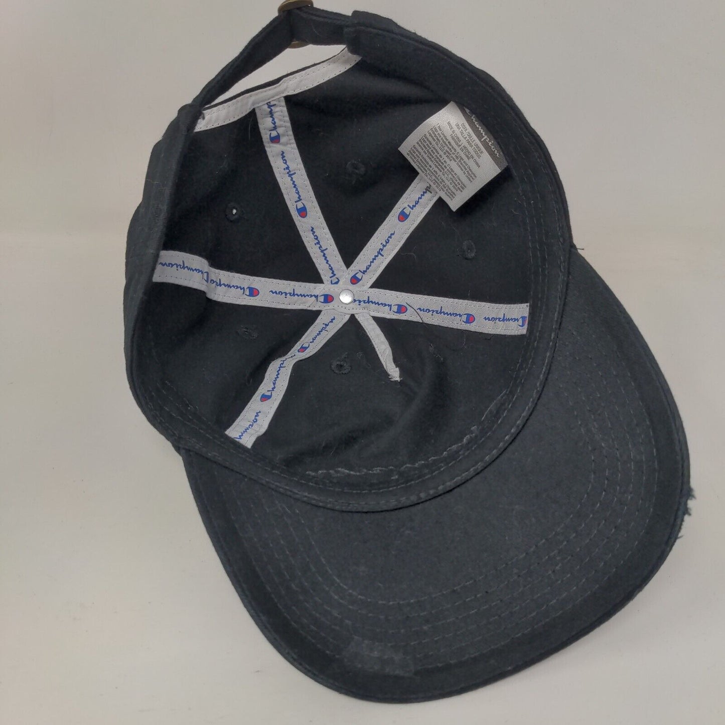 Champion Slideback Hat Black OSFA Adjustable C Logo Solid Vent Holes