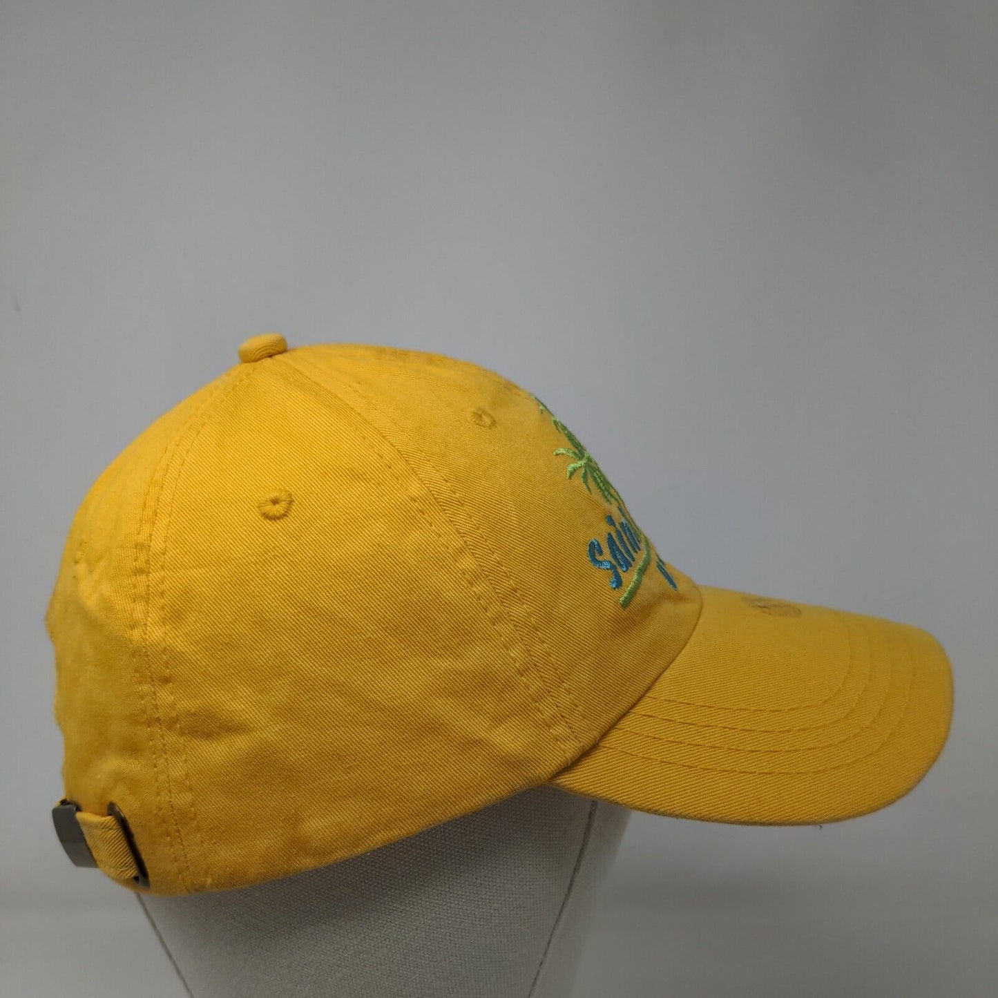 Saint Thomas U.S.V.I. Slideback Hat Yellow One Size Embroidered Palm Tree