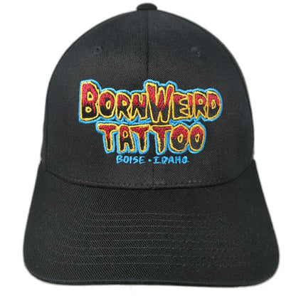 Flexfit Baseball Cap Black M Born Weird Tattoo Boise Idaho Fitted Stretch Hat