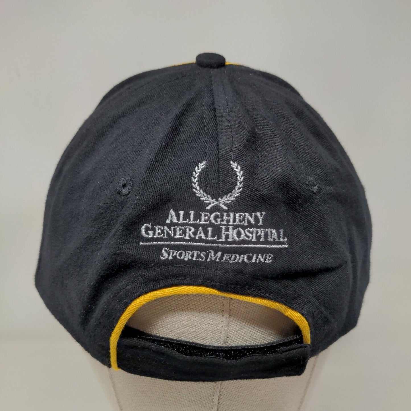 Pittsburgh Pirates Strapback Hat Black Gold Embroidered Logo Allegheny Hospital