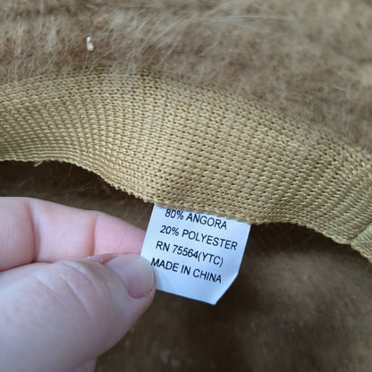 Unbranded Bucket Hat Brown One Size Angora Fuzzy Feather Flower Outdoor