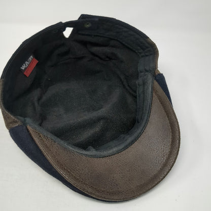 WAR Newsboy Cap Black Brown One Size Herringbone Snap Closure Cotton Blend Hat