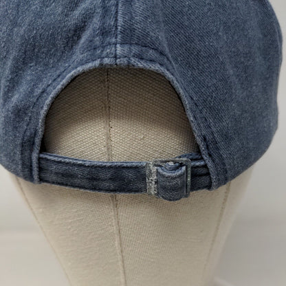 Palm Tree Slideback Hat Blue One Size Adjustable Embroidered Vented Holes