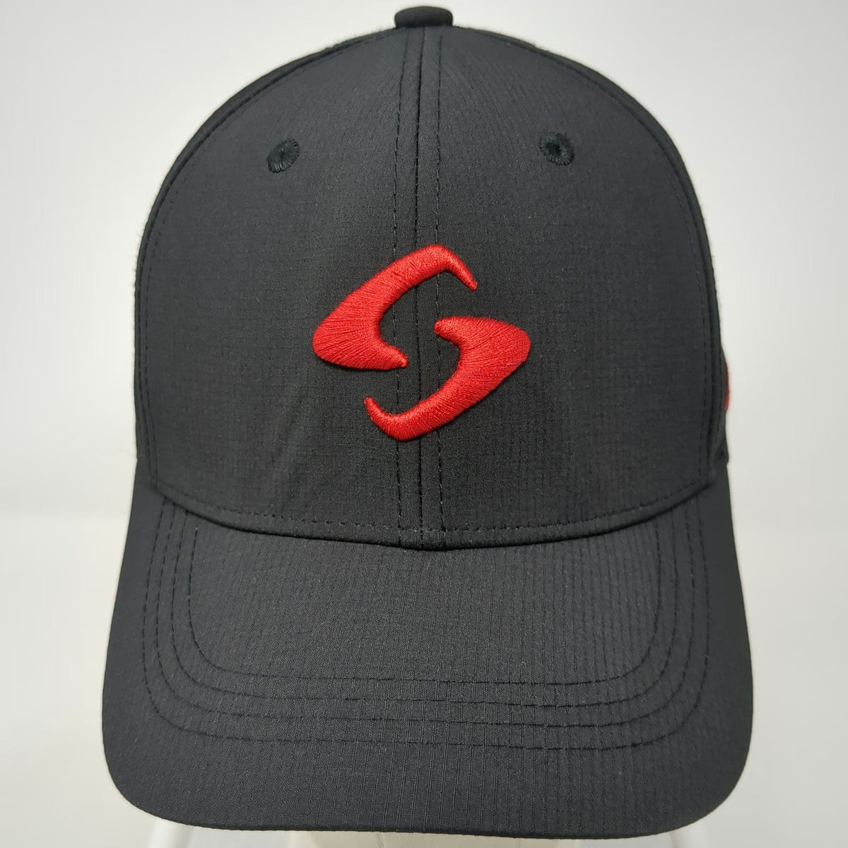Gearbox Baseball Cap Black One Size Stretch Fit Performance Fabric Red Logo Hat
