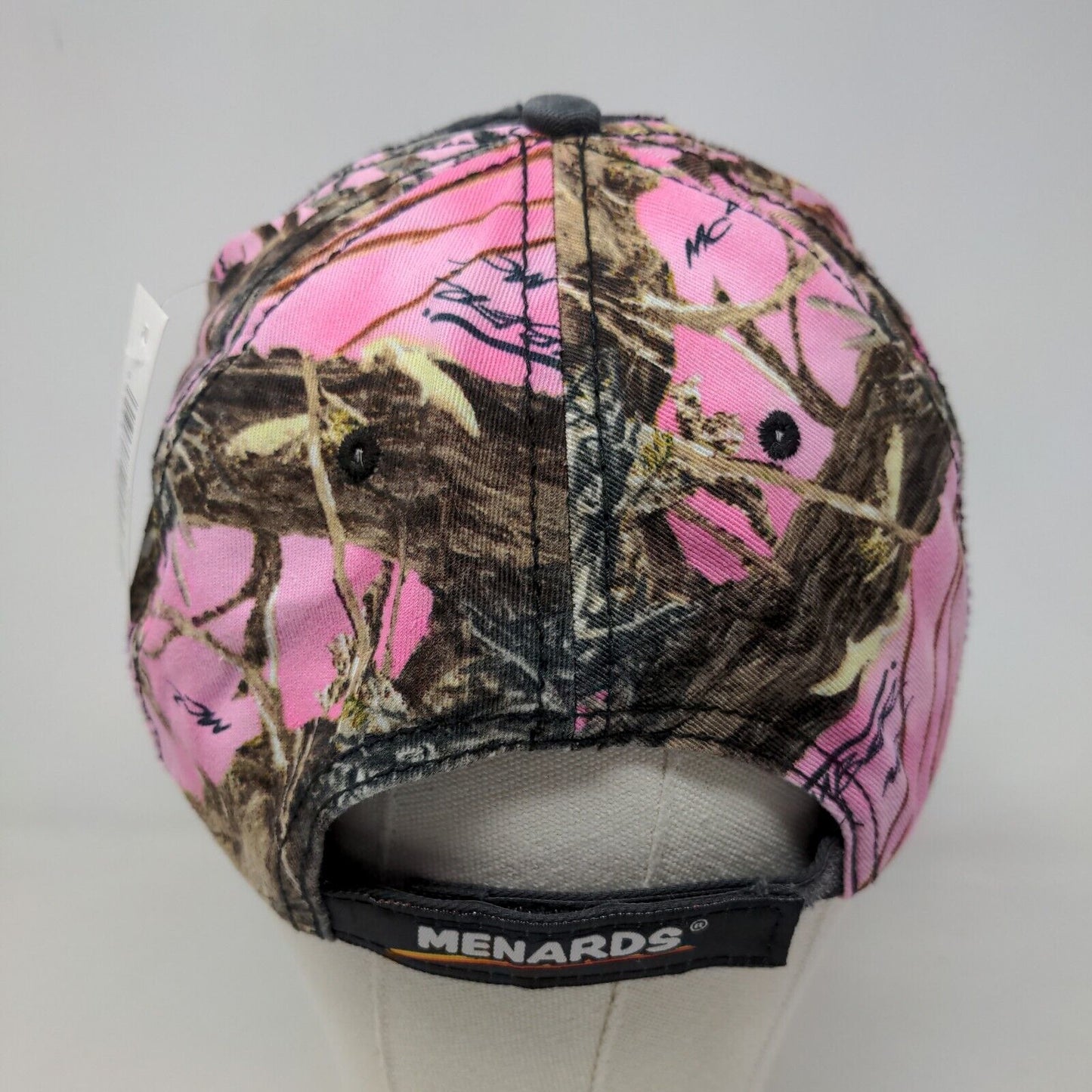 Menards Women's Strapback Hat Pink Camo Adjustable Embroidered Logo Cotton W/Tag