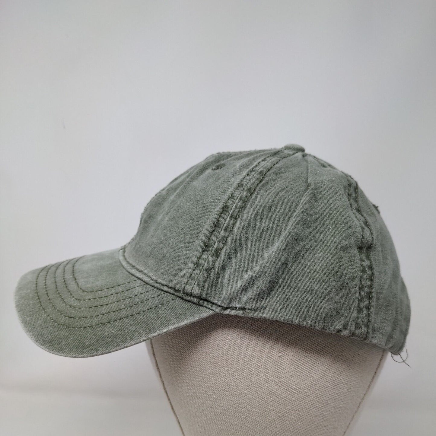Unbranded Slideback Hat Green OSFM Adjustable Vented Holes 6 Panel Blank