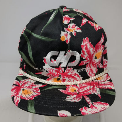 San Sun C.H. Dredge & Company Trucker Black Floral Rope Snapback Hat Vintage