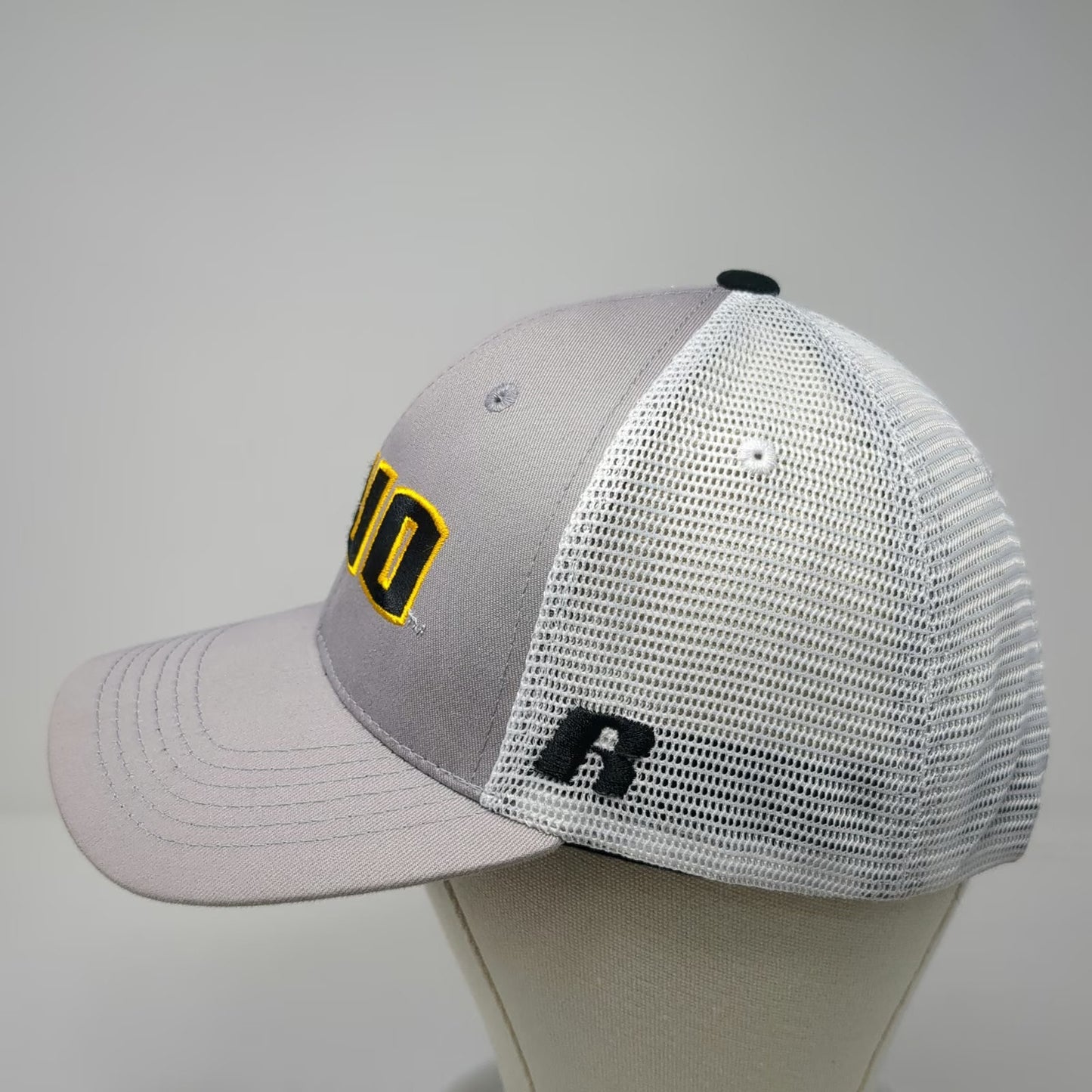 Russell Trucker Hat Gray One Size UWO Athletic Embroidered Mesh Back Snapback