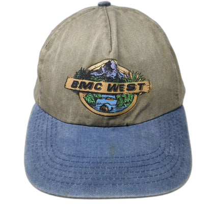 Hozer Headwear 5 Panel Green Blue Hat One Size BMC West Mountain Logo Slideback