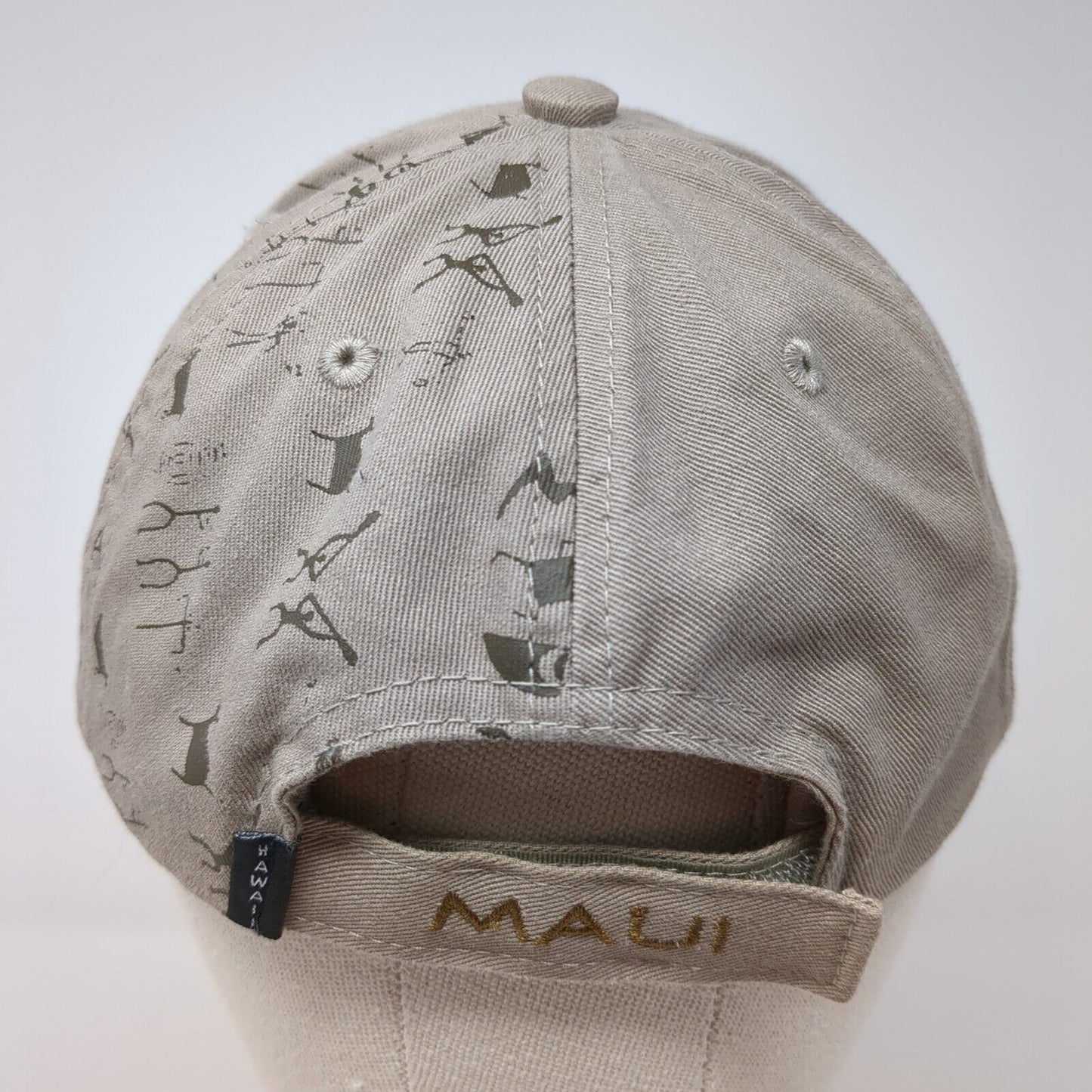 Maui Hawaii Strapback Hat Tan One Size Adjustable Embroidered Hawaiian Headwear
