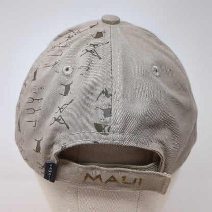 Maui Hawaii Strapback Hat Tan One Size Adjustable Embroidered Hawaiian Headwear