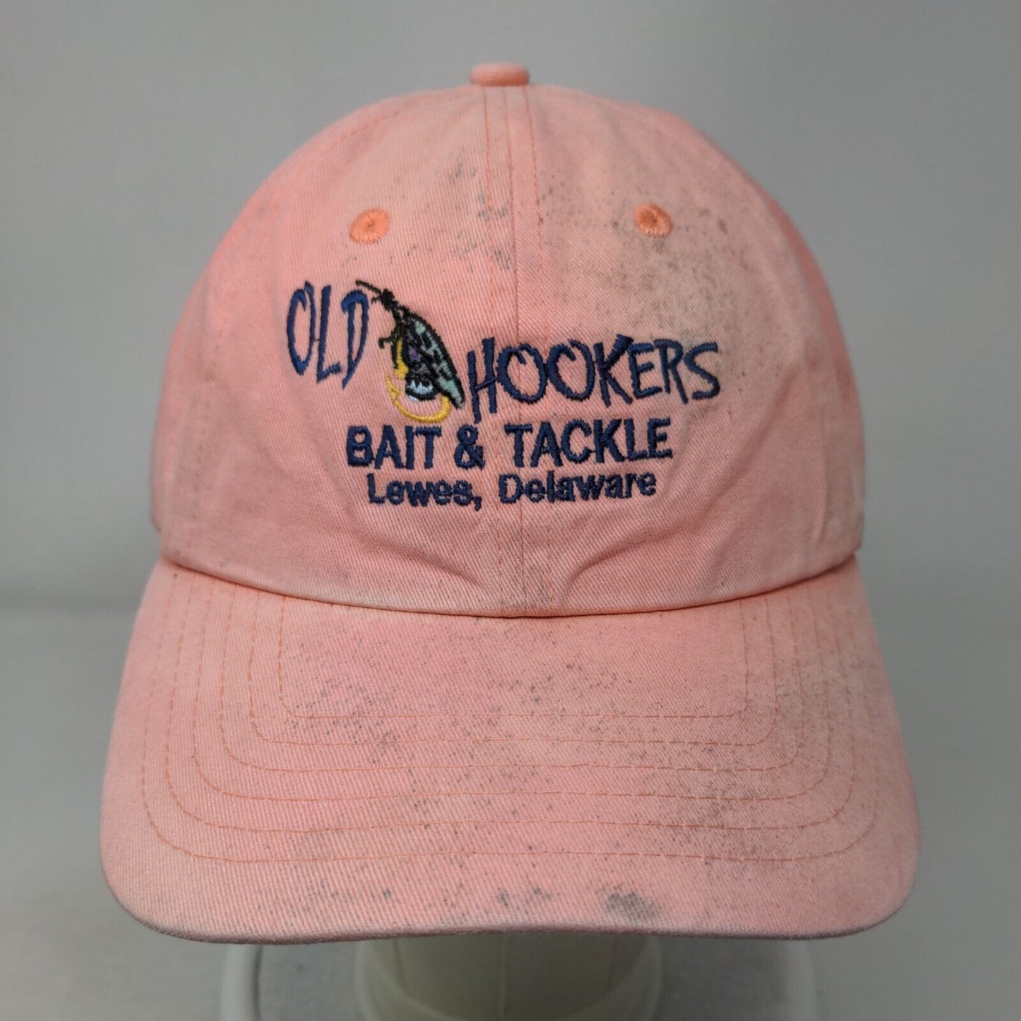 Old Hookers Bait & Tackle Slideback Hat Pink One Size Embroidered