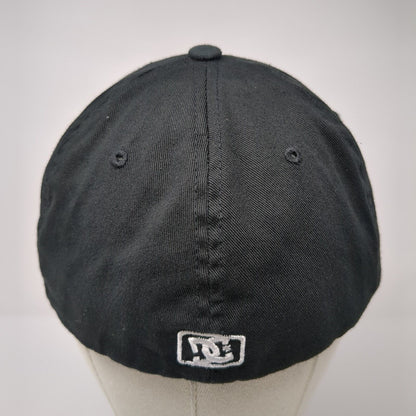 DC Fitted Hat Black OSFA L/XL Embroidered Vented Holes 6 Panel Flexfit