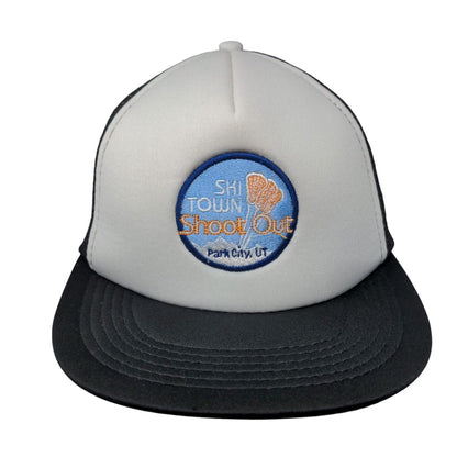 Ski Town Shoot Out Park City UT Snapback Trucker Hat Black OS Mesh Back District