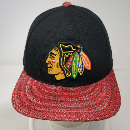 New Era Chicago Blackhawks NHL Snapback Hat Black Red One Size 9FIFTY Flat Brim
