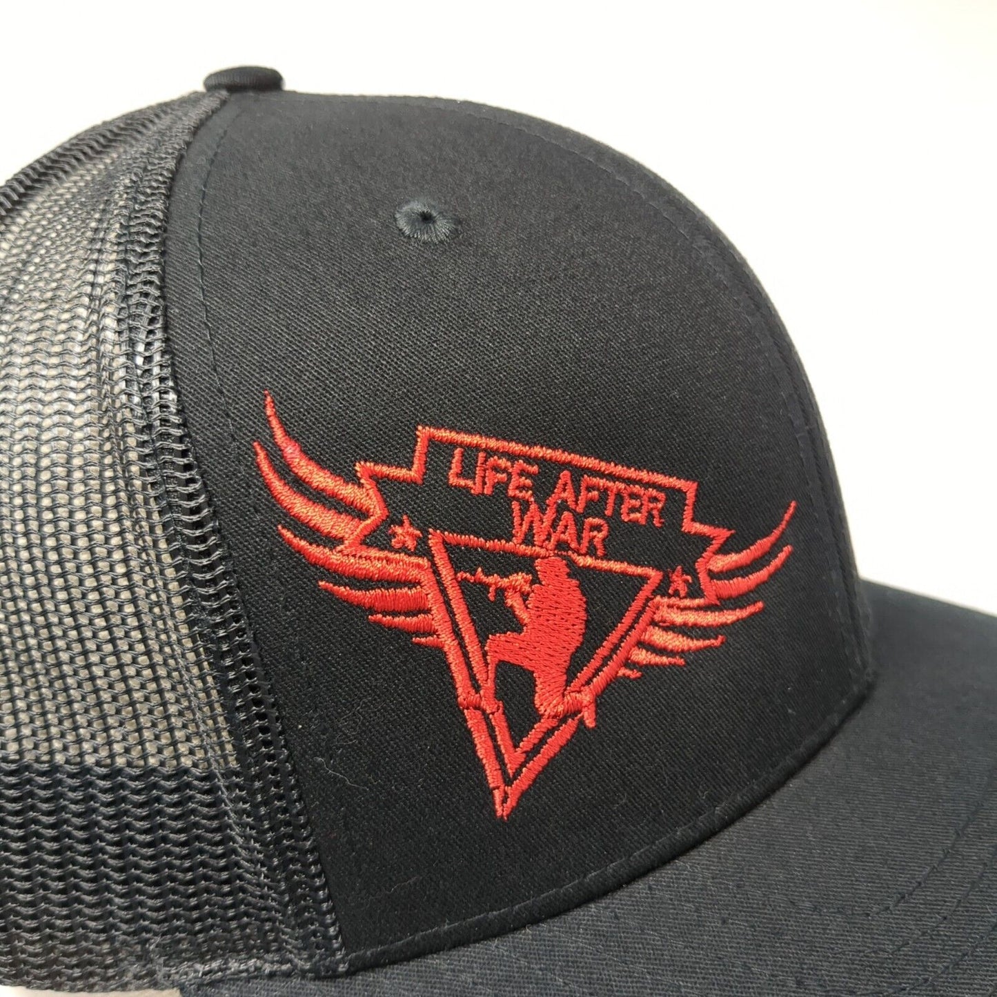Life After War Snapback Trucker Hat Black One Size Mesh Back Richardson