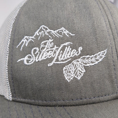 The Sweet Lillies Snapback Trucker Hat Gray One Size Adjustable Mesh Back