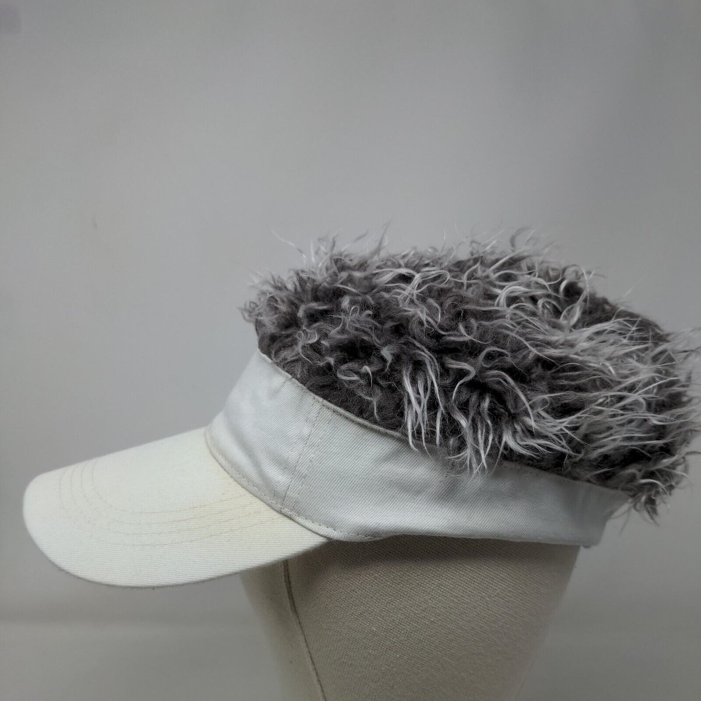 Flair Hair Strapback Sun Visor Hat Hair Wig White One Size Adjustable