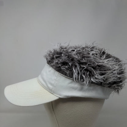 Flair Hair Strapback Sun Visor Hat Hair Wig White One Size Adjustable