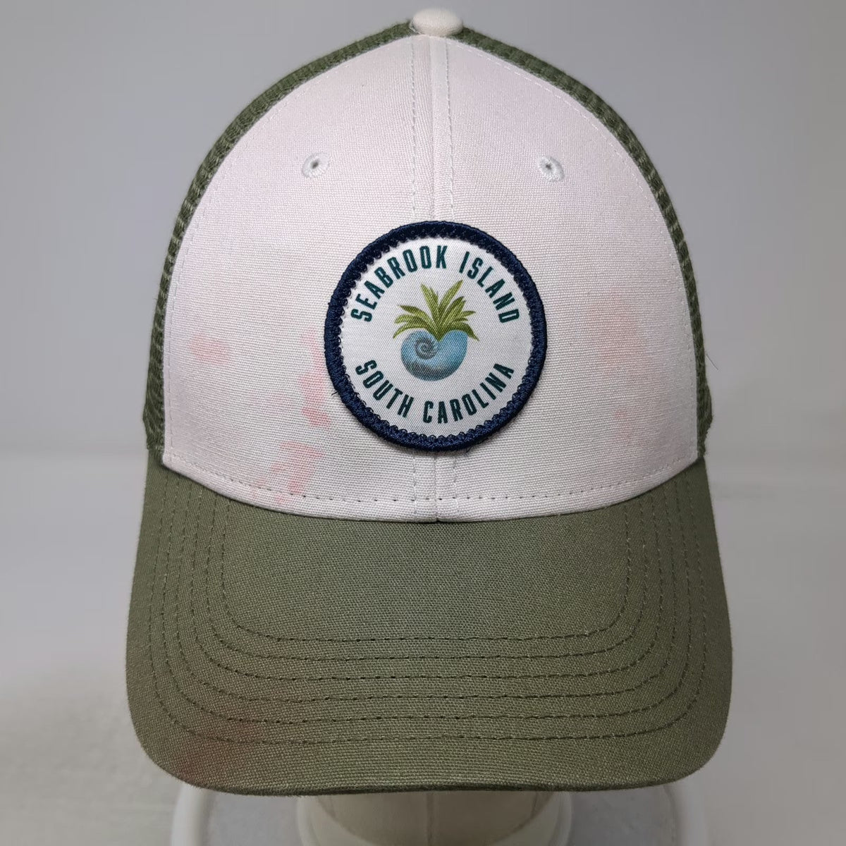 Legacy Trucker Hat Green White One Size Seabrook Island South Carolina Snapback