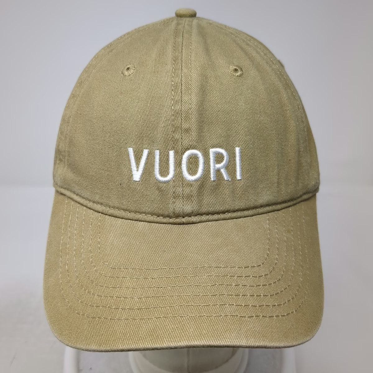 Vuori Baseball Cap Brown White One Size Slideback Strap Embroidered Logo Hat