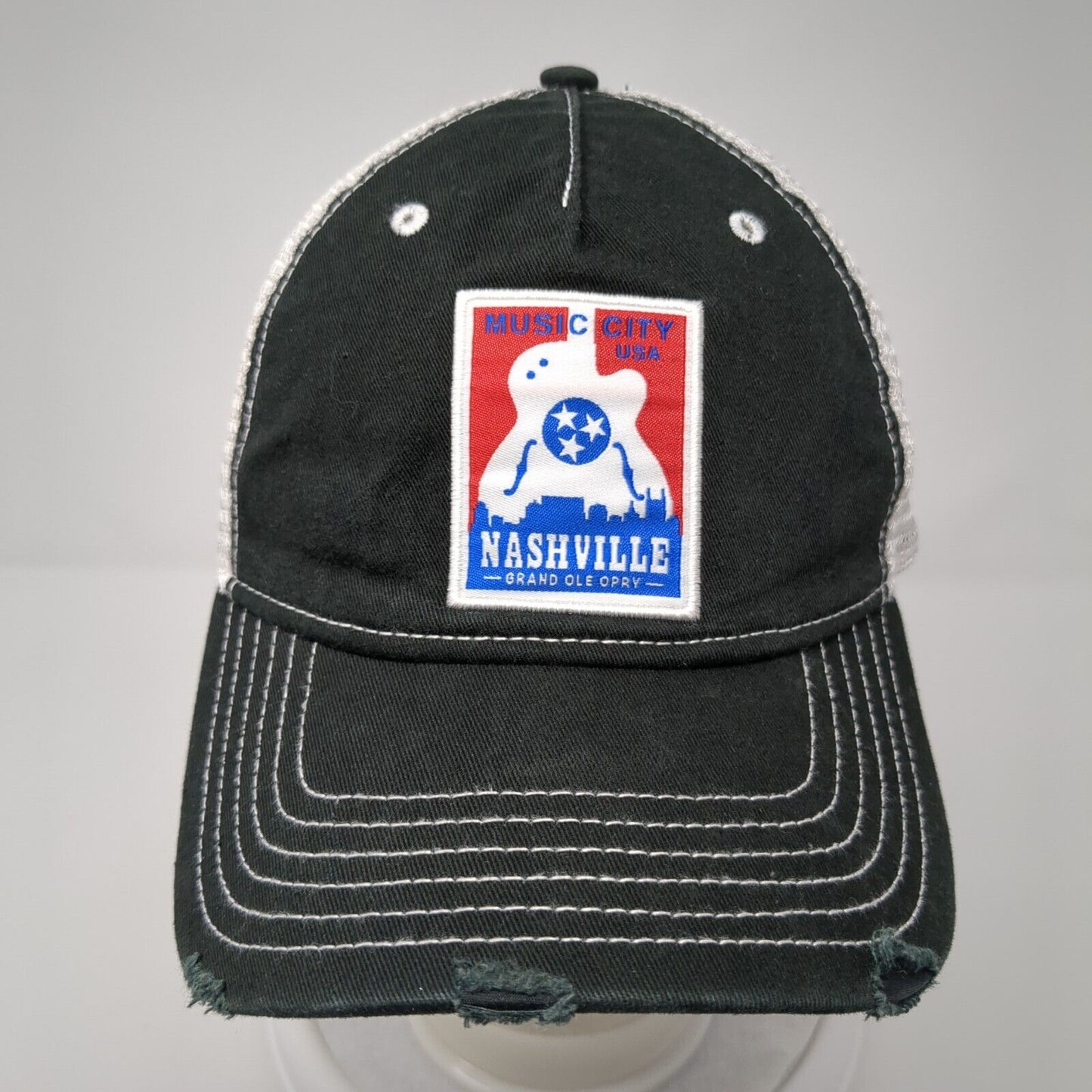 Nashville Music City USA Snapback Trucker Hat Black One Size Mesh Back