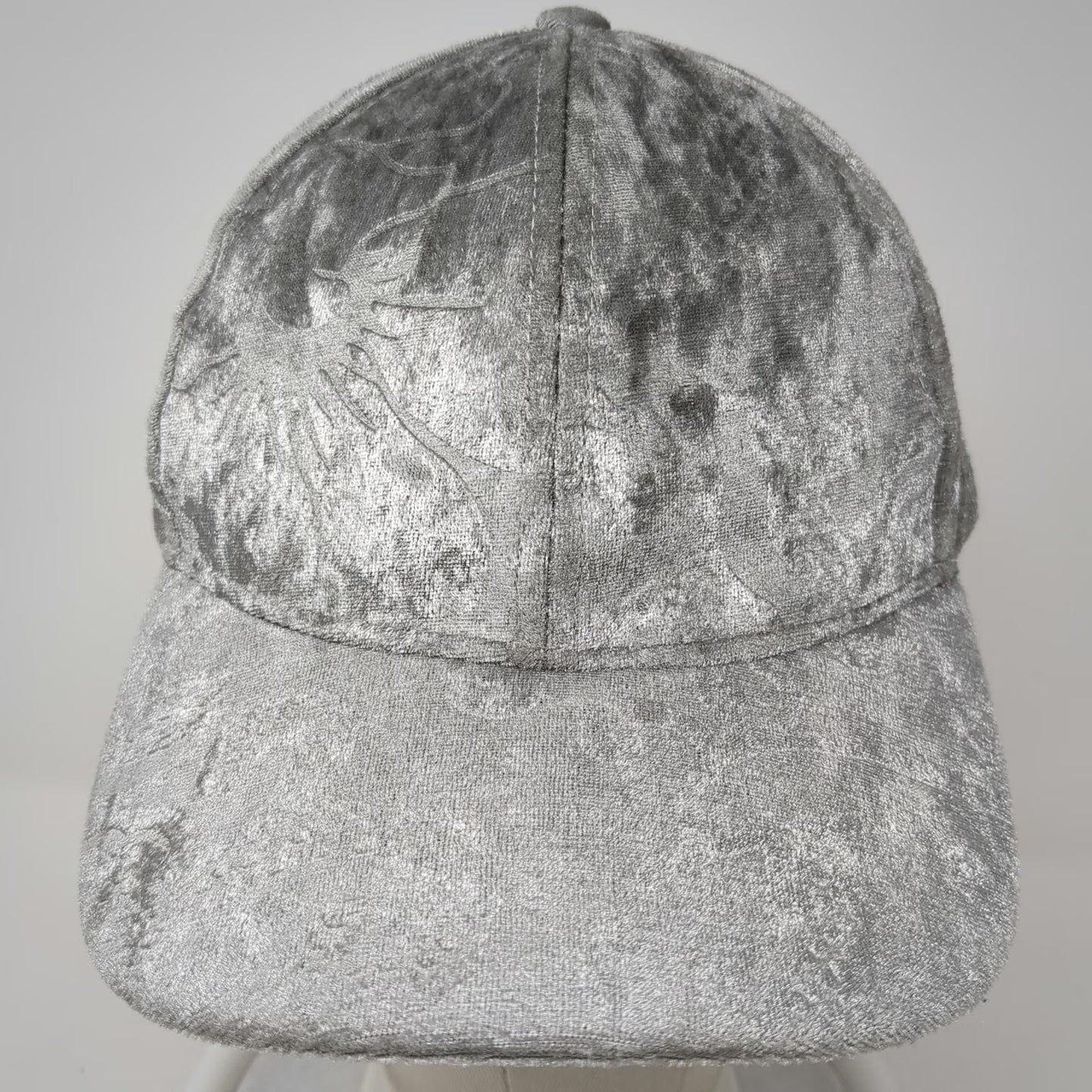 C.C Baseball Cap Gray One Size Crushed Velvet Metallic Strapback Curved Brim Hat