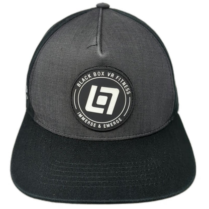 Black Box 5 Panel Black Hat One Size VR Fitness Experience Flat Brim Snapback