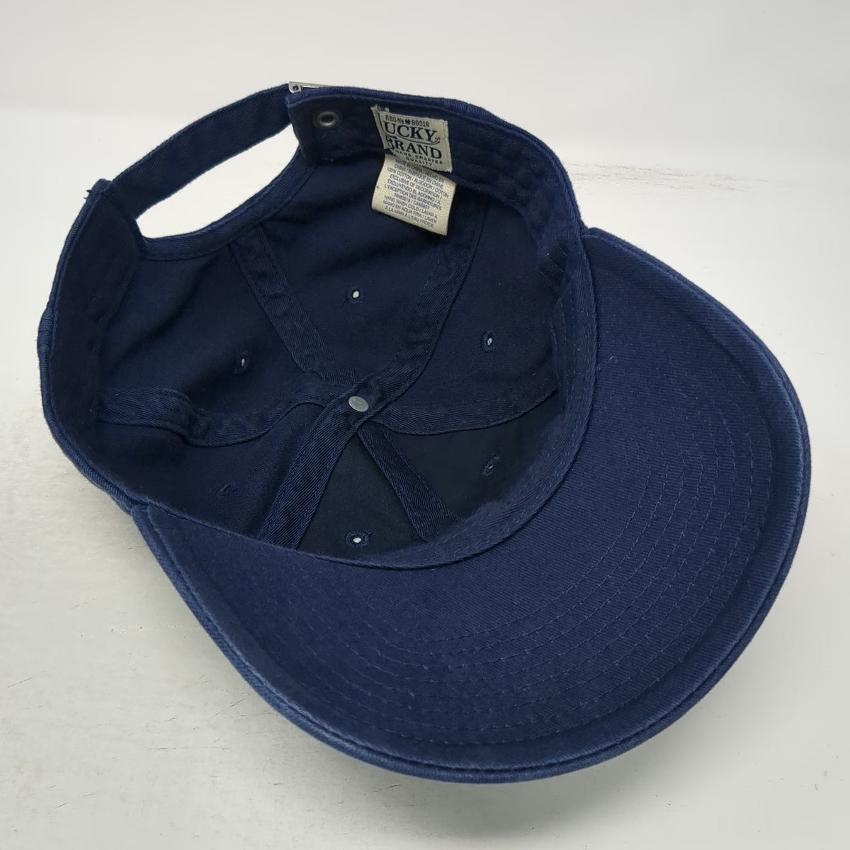 Lucky Brand Baseball Cap Blue OS Clover Patch Adjustable Cotton Slideback Hat