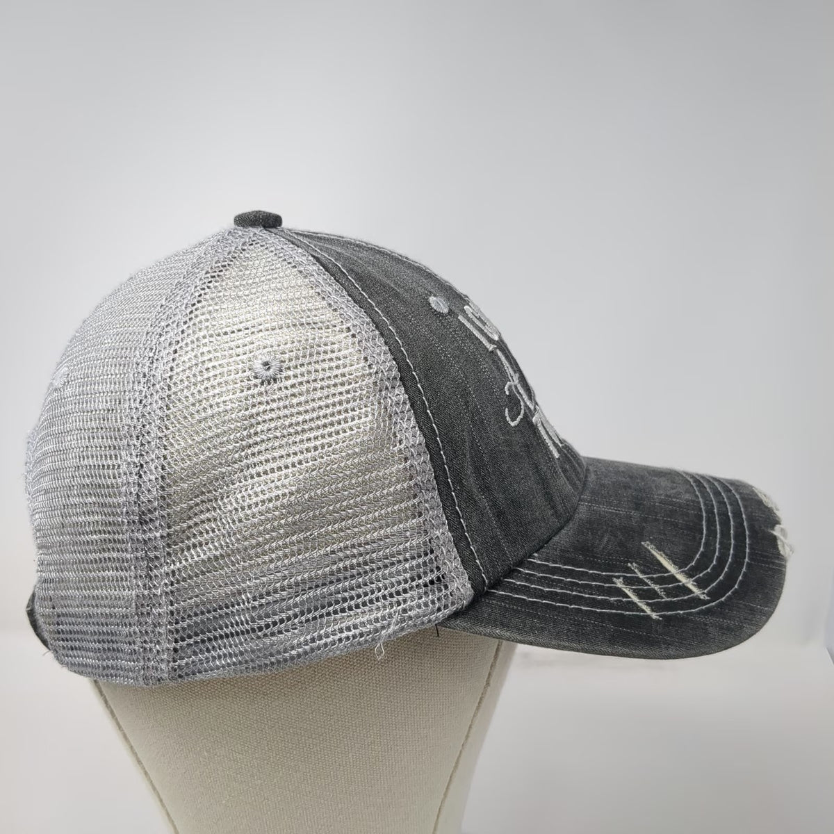 Katydid Baseball Cap Gray One Size I Can't Adult Today Distressed Mesh Hat