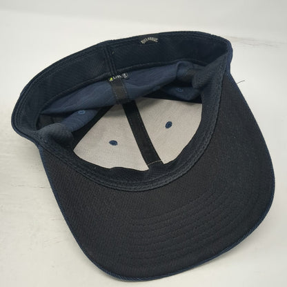 Billabong Baseball Cap Blue XL Fitted Textured Wave Logo Rubber Patch Flexfit