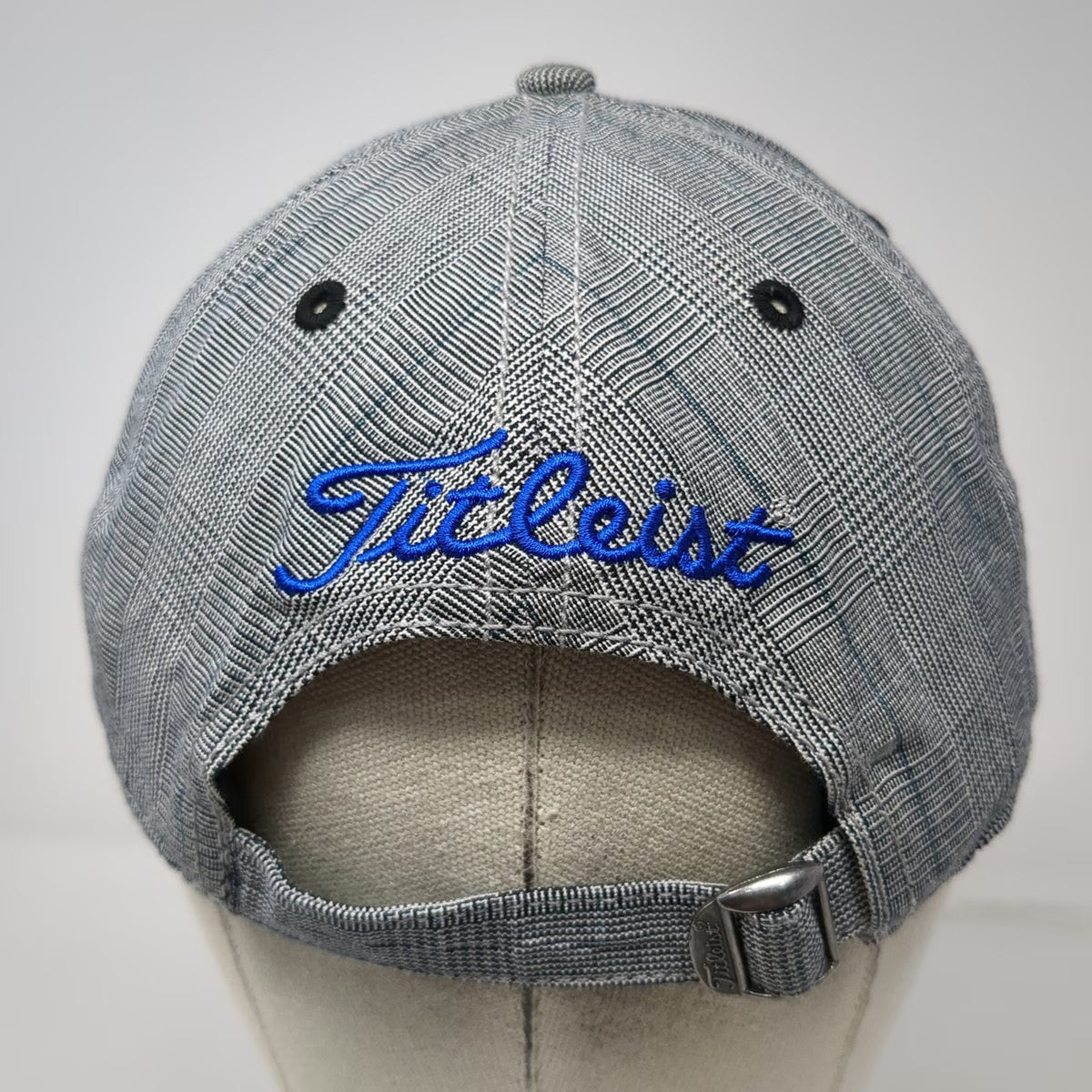 Titleist Baseball Cap Gray One Size Glen Plaid Cotton Adjustable Slideback Hat
