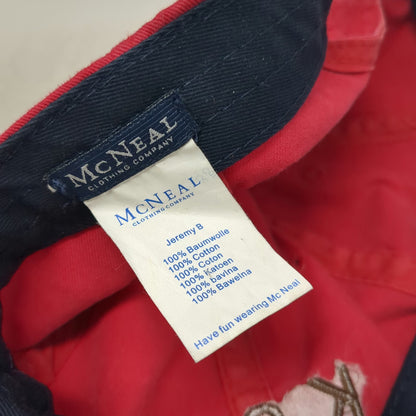 McNeal Baseball Cap Red One Size KSH Embroidered Leather Strapback Cotton Hat